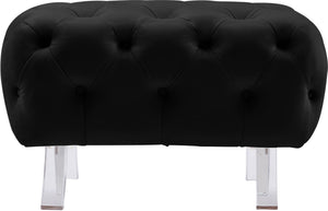 Crescent Black Velvet Ottoman - Furnish 4 Less 98 (NY)*