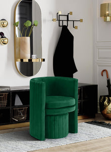 Selena Green Velvet Accent Chair and Ottoman Set