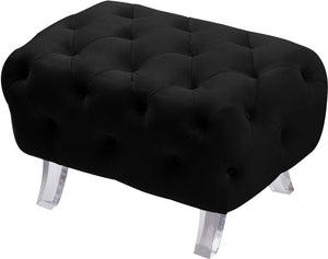 Crescent Black Velvet Ottoman - Furnish 4 Less 98 (NY)*