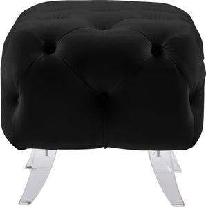 Crescent Black Velvet Ottoman - Furnish 4 Less 98 (NY)*