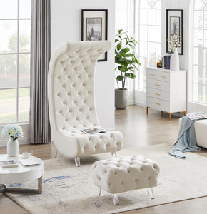 Crescent Cream Velvet Accent Chair