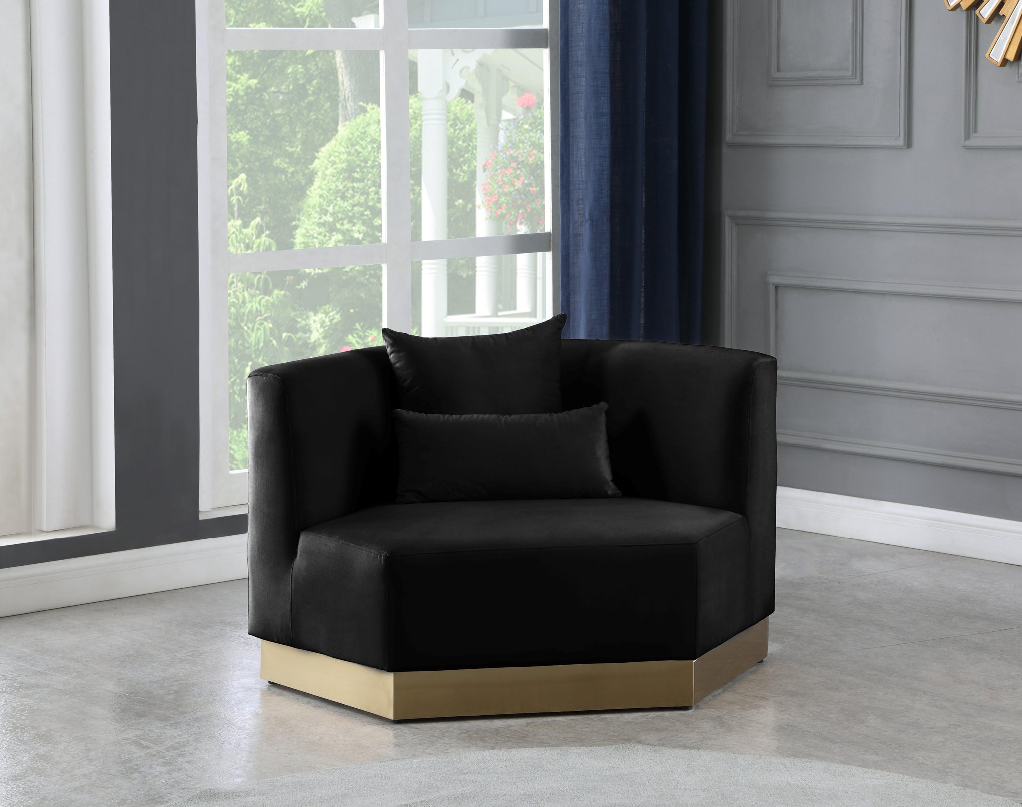 Marquis Black Velvet Chair - Furnish 4 Less 98 (NY)*