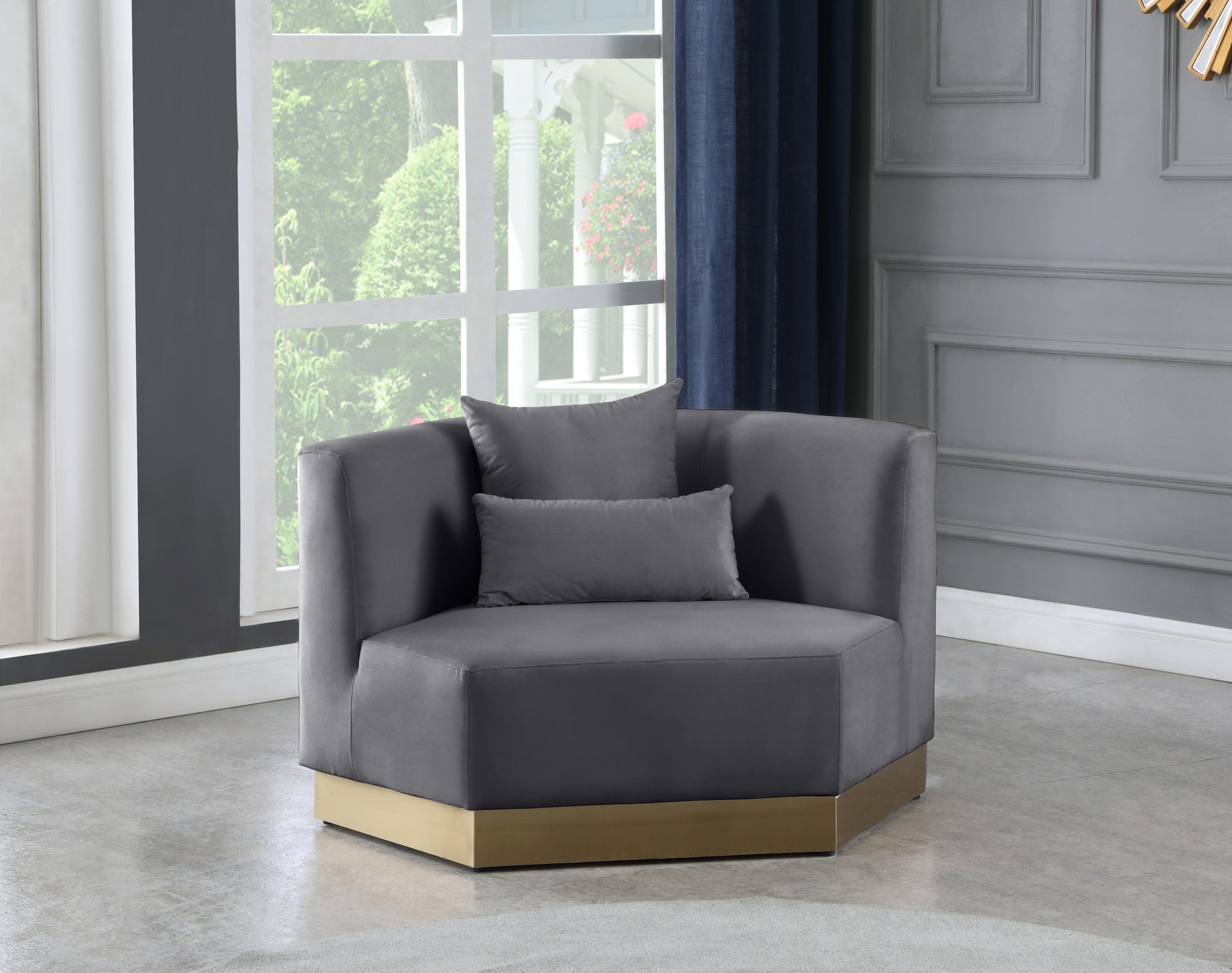 Marquis Grey Velvet Chair - Furnish 4 Less 98 (NY)*