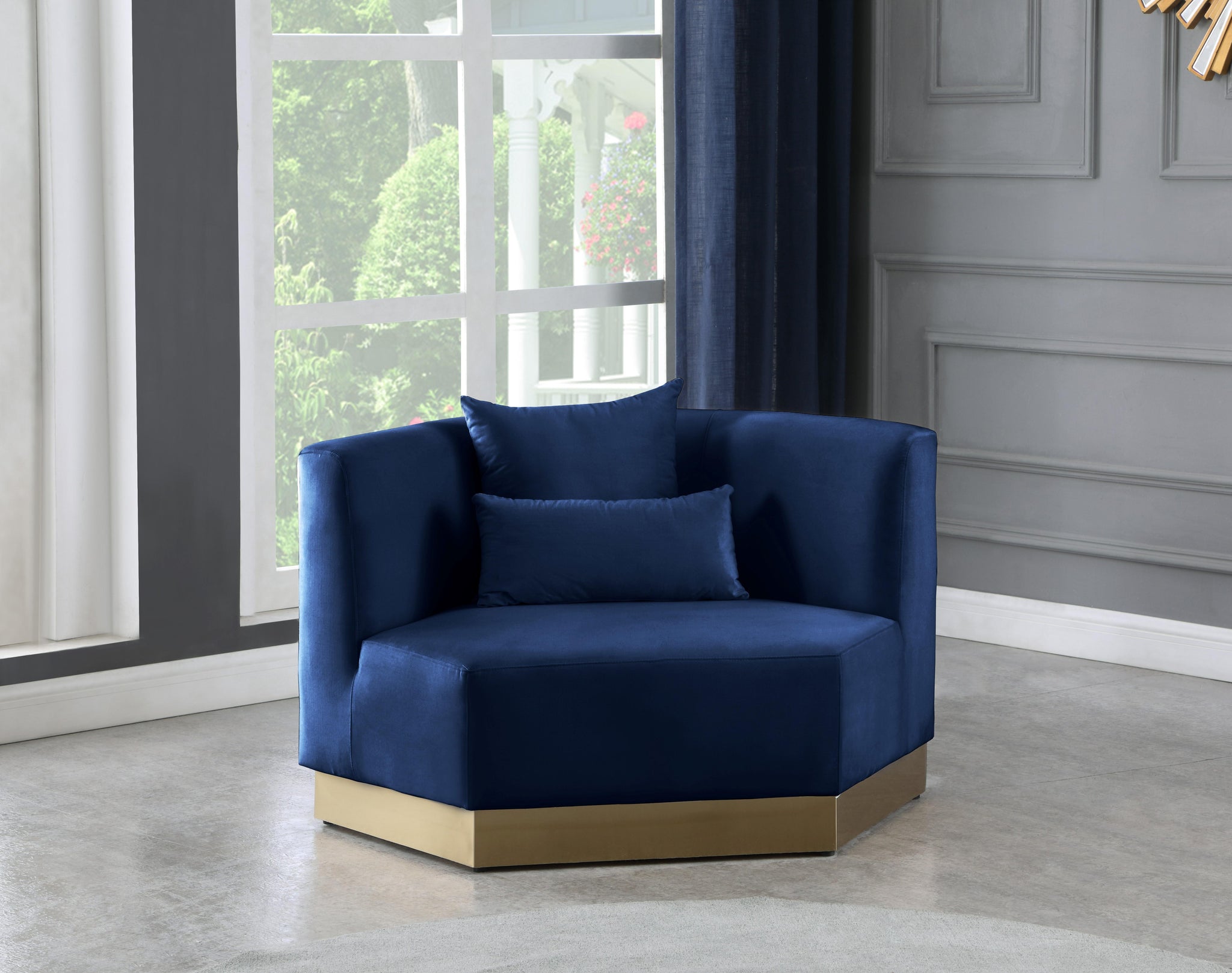 Marquis Navy Velvet Chair - Furnish 4 Less 98 (NY)*
