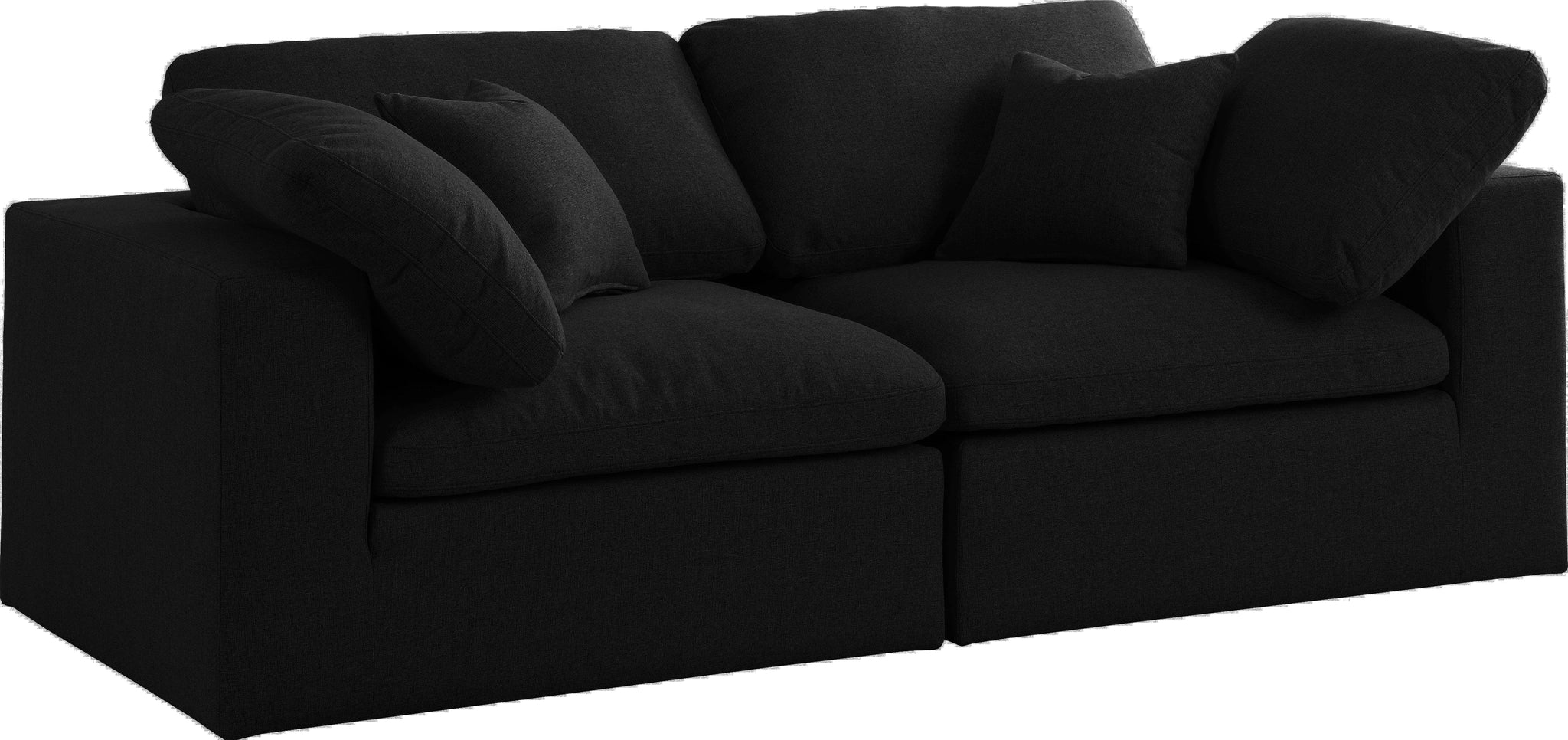 Serene Black Linen Fabric Deluxe Cloud Modular Sofa