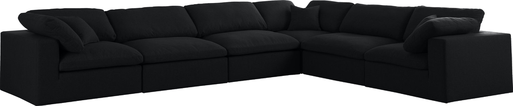 Serene Black Linen Fabric Deluxe Cloud Modular Sectional