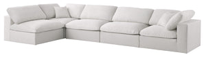 Serene Cream Linen Fabric Deluxe Cloud Modular Sectional