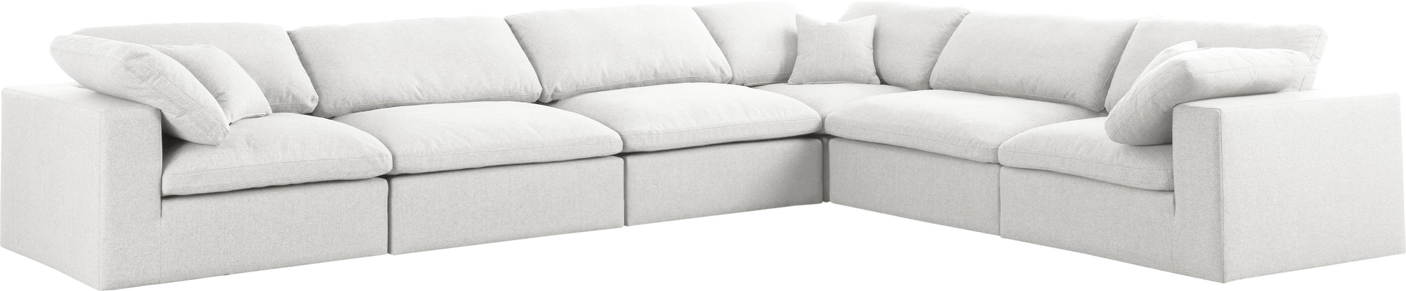 Serene Cream Linen Fabric Deluxe Cloud Modular Sectional