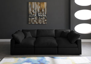 Plush Black Velvet Standard Cloud Modular Sectional