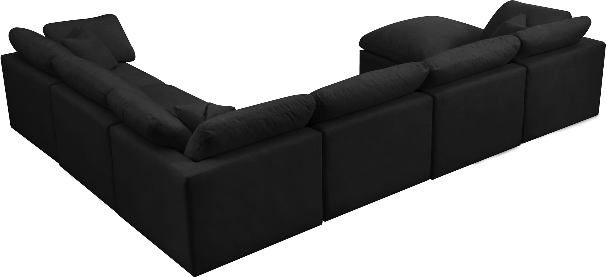 Plush Black Velvet Standard Cloud Modular Sectional