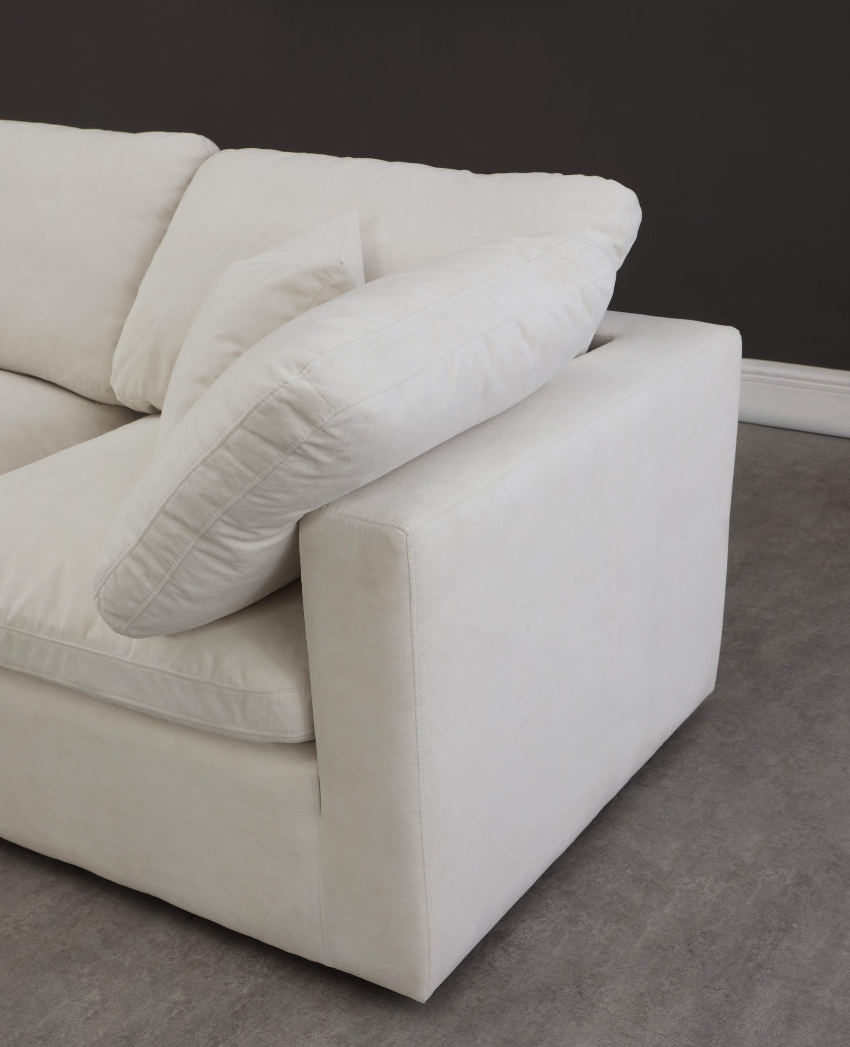 Plush Cream Velvet Standard Cloud Modular Sofa