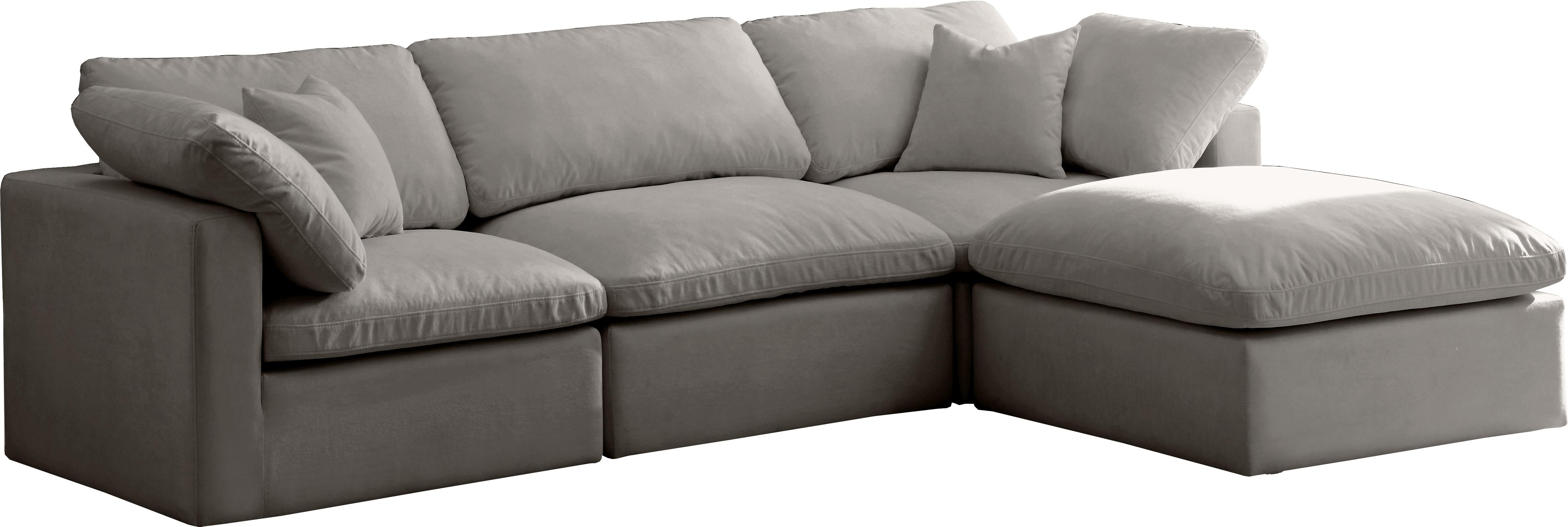 Plush Grey Velvet Standard Cloud Modular Sectional image