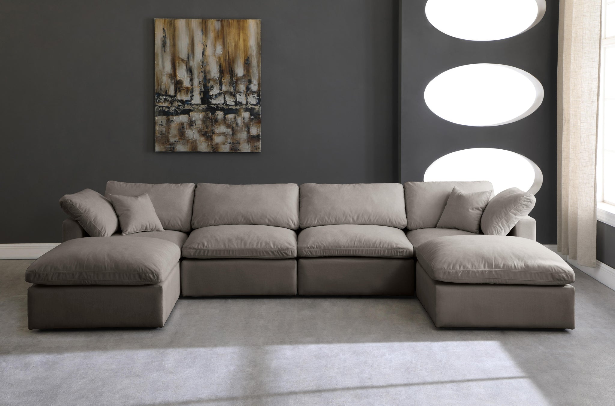 Plush Grey Velvet Standard Cloud Modular Sectional