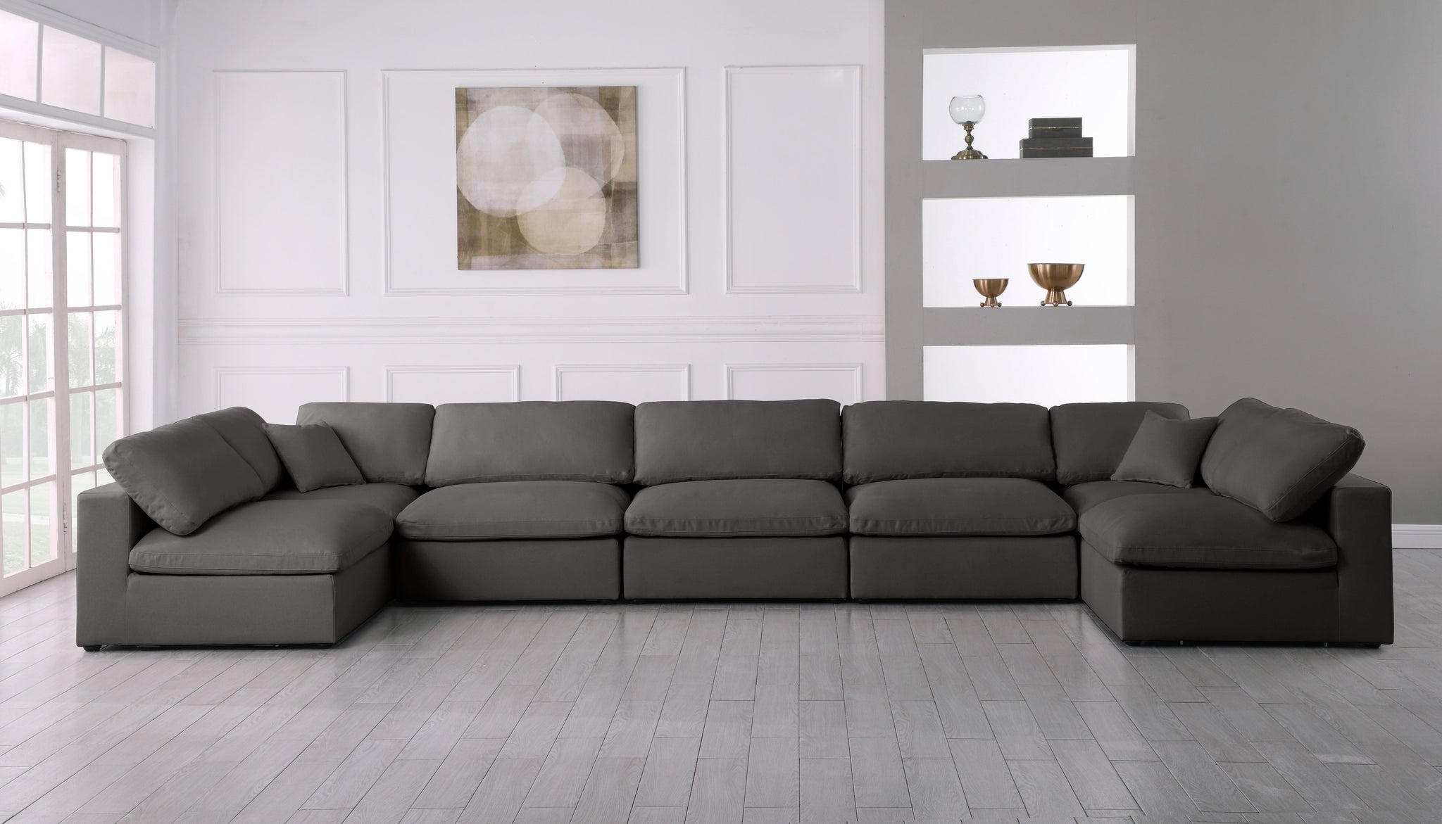 Plush Grey Velvet Standard Cloud Modular Sectional