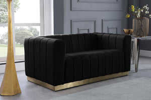 Marlon Black Velvet Loveseat - Furnish 4 Less 98 (NY)*