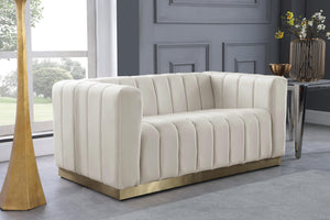 Marlon Cream Velvet Loveseat - Furnish 4 Less 98 (NY)*