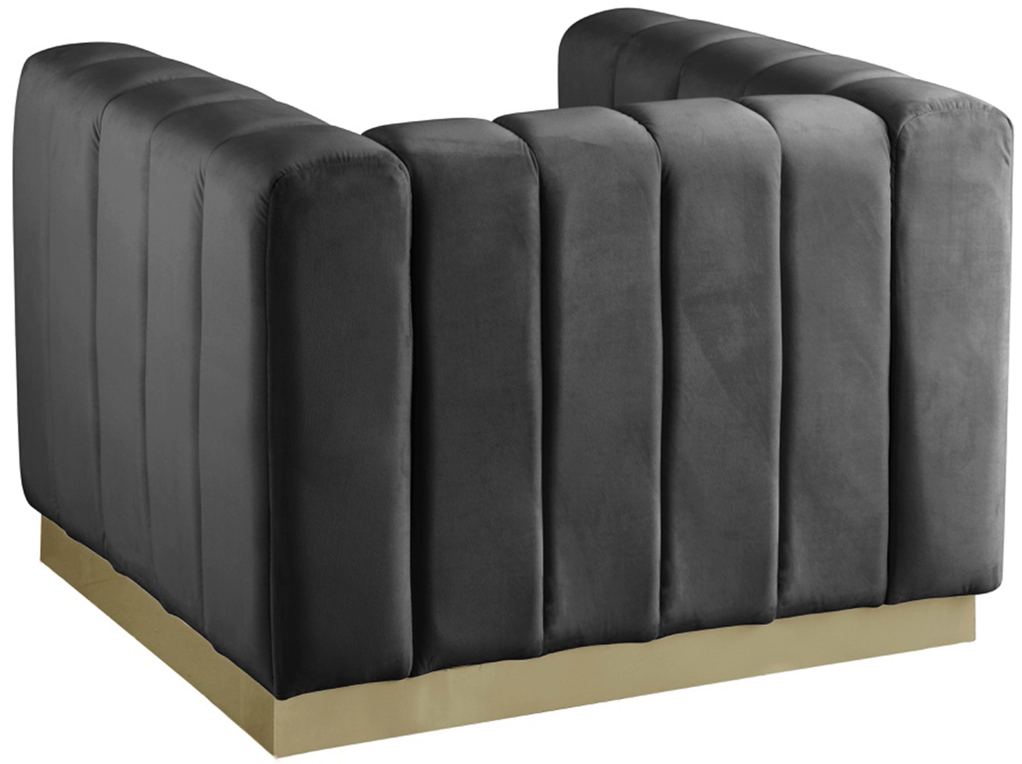 Marlon Grey Velvet Chair - Furnish 4 Less 98 (NY)*