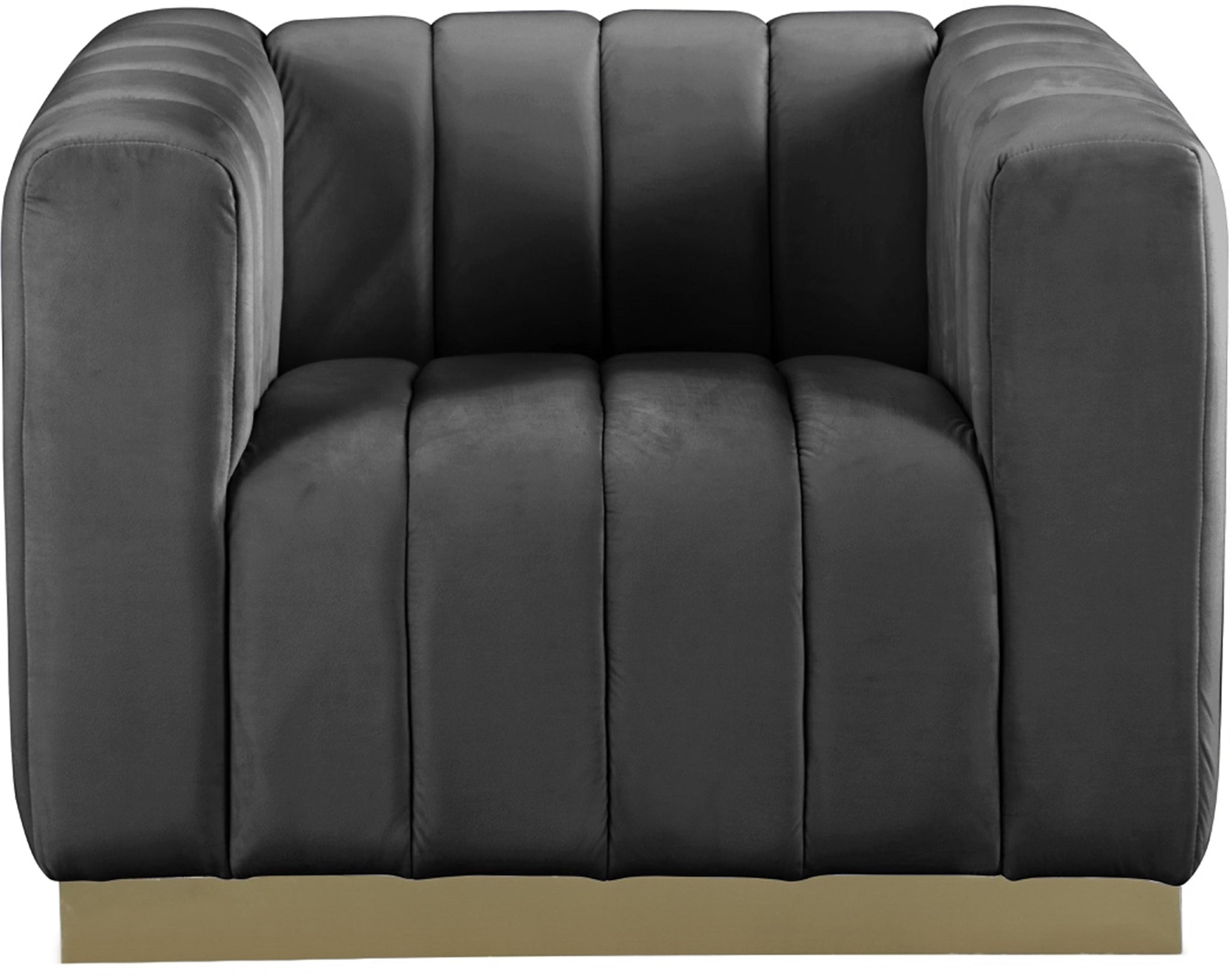 Marlon Grey Velvet Chair - Furnish 4 Less 98 (NY)*