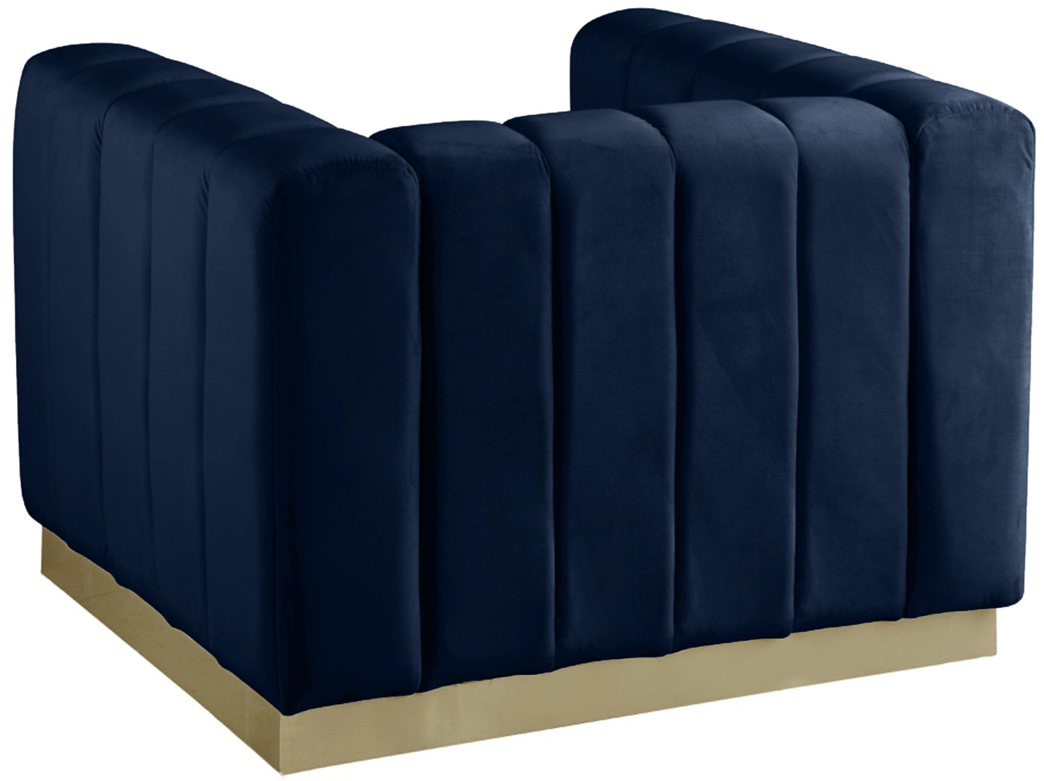 Marlon Navy Velvet Chair - Furnish 4 Less 98 (NY)*