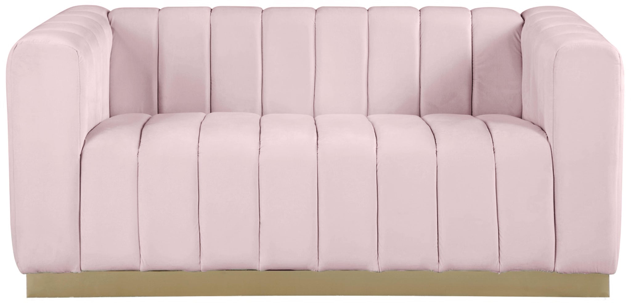 Marlon Pink Velvet Loveseat - Furnish 4 Less 98 (NY)*