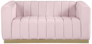 Marlon Pink Velvet Loveseat - Furnish 4 Less 98 (NY)*