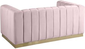 Marlon Pink Velvet Loveseat - Furnish 4 Less 98 (NY)*