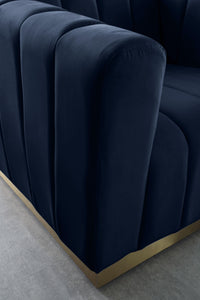 Marlon Navy Velvet Loveseat - Furnish 4 Less 98 (NY)*