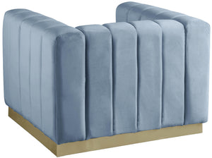 Marlon Sky Blue Velvet Chair - Furnish 4 Less 98 (NY)*