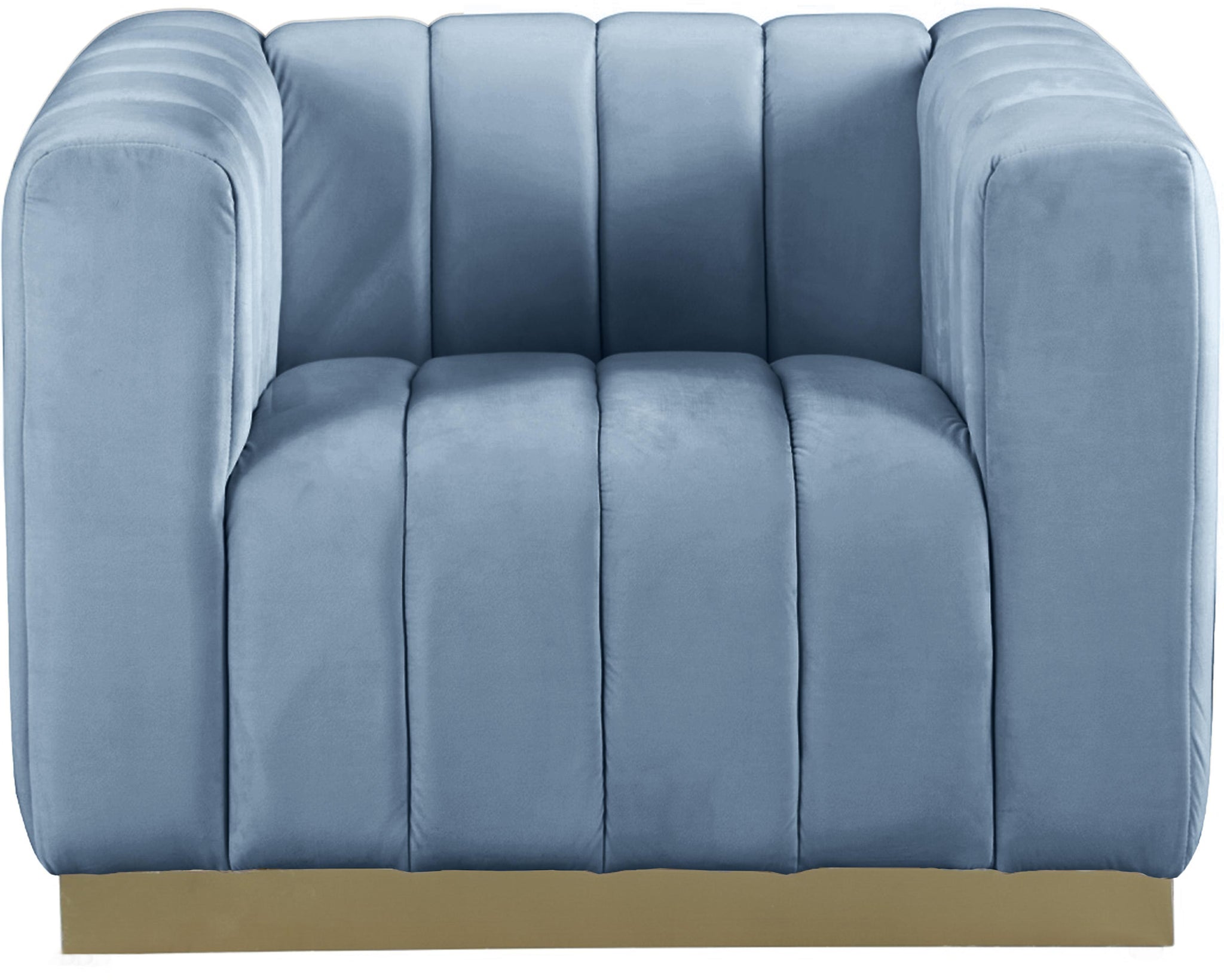 Marlon Sky Blue Velvet Chair - Furnish 4 Less 98 (NY)*