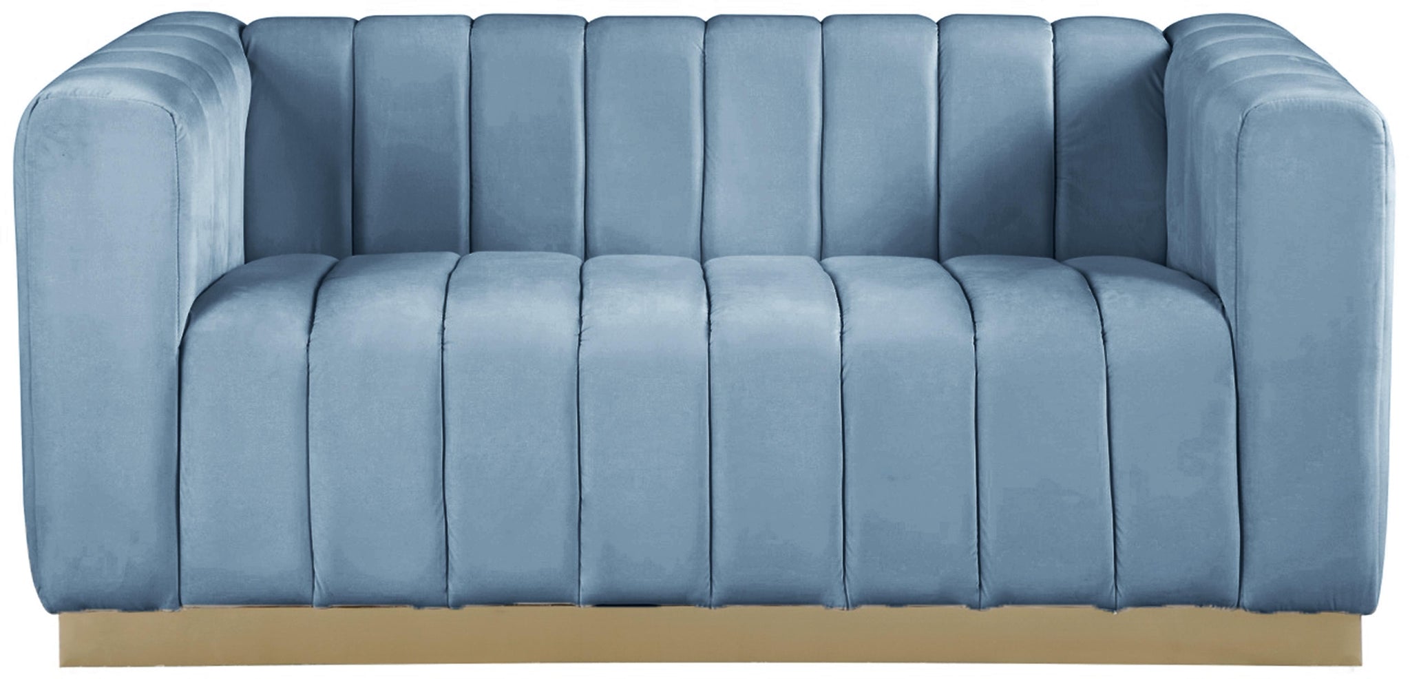 Marlon Sky Blue Velvet Loveseat - Furnish 4 Less 98 (NY)*