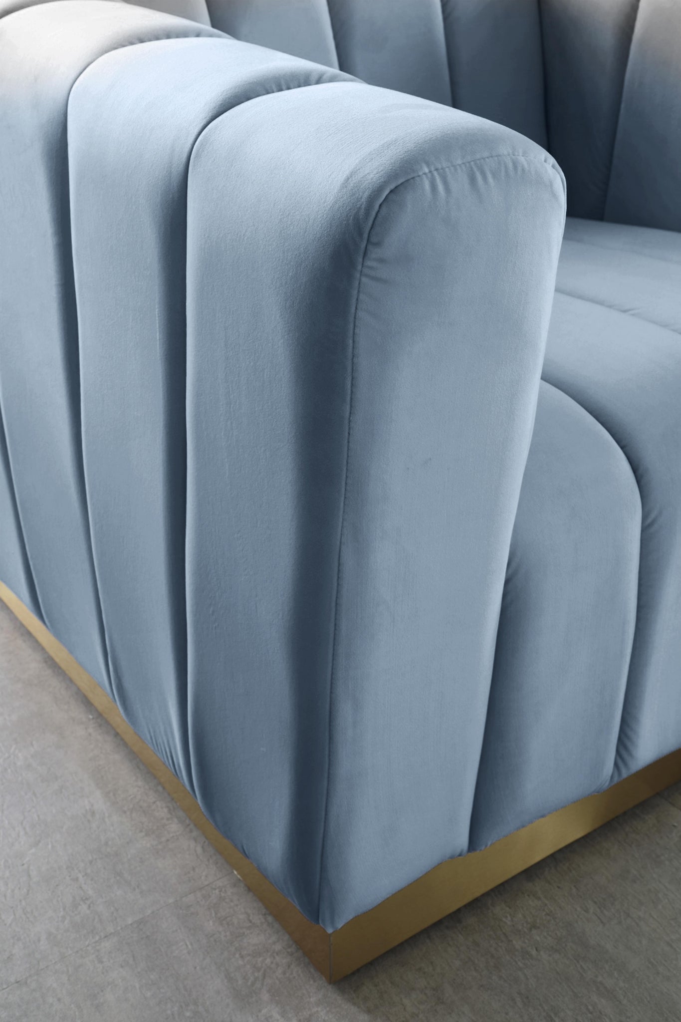 Marlon Sky Blue Velvet Chair - Furnish 4 Less 98 (NY)*