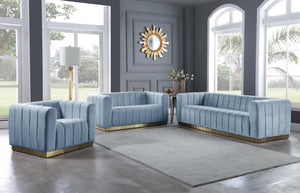 Marlon Sky Blue Velvet Sofa - Furnish 4 Less 98 (NY)*