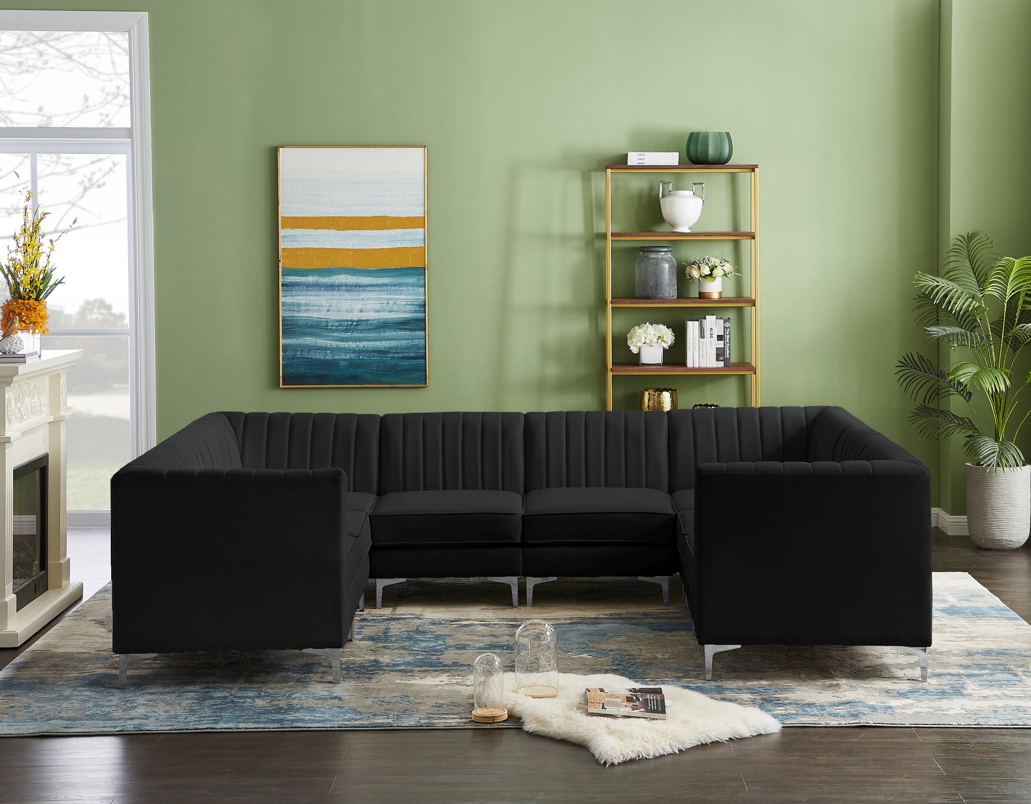 Alina Black Velvet Modular Sectional