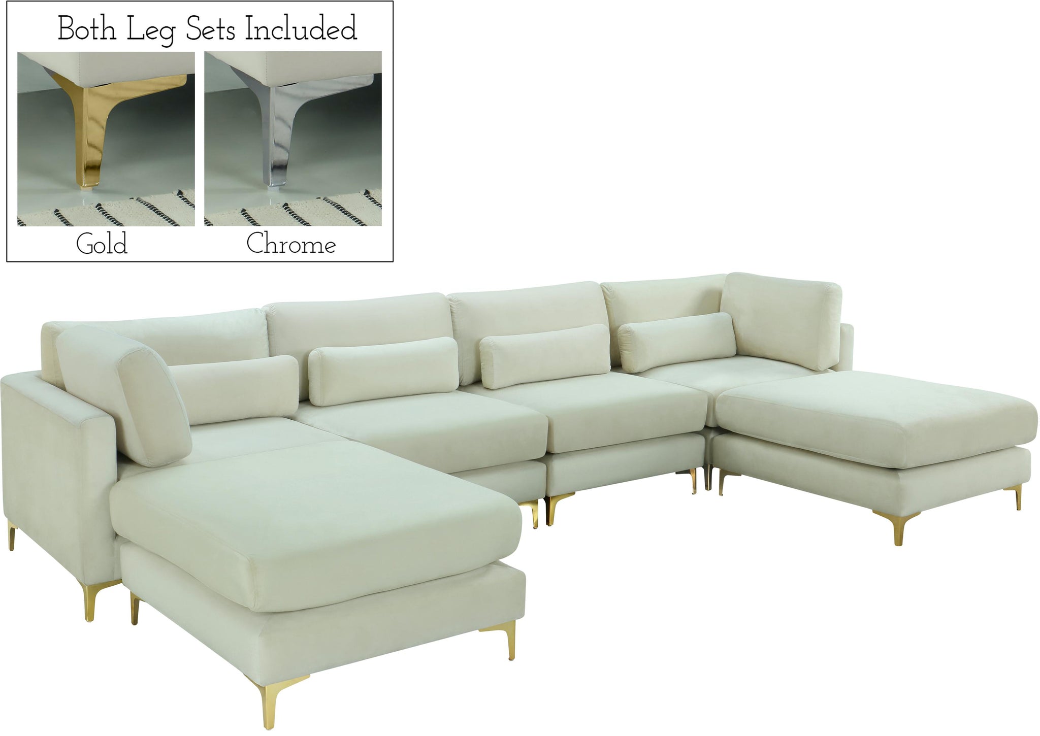 Julia Cream Velvet Modular Sectional (6 Boxes) - Furnish 4 Less 98 (NY)*