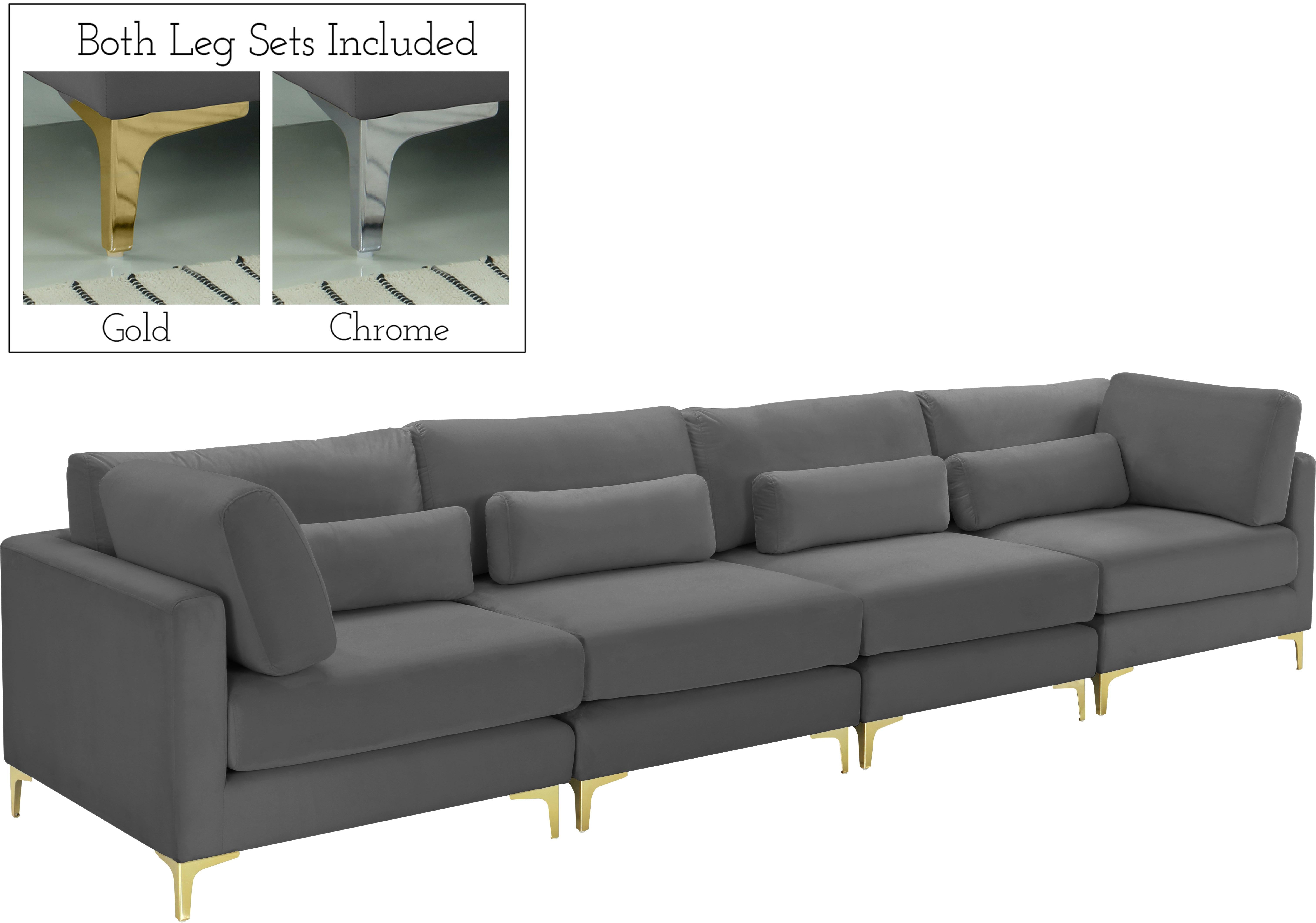 Julia Grey Velvet Modular Sofa (4 Boxes) image