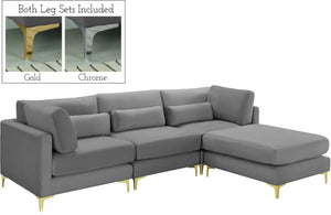 Julia Grey Velvet Modular Sectional (4 Boxes) - Furnish 4 Less 98 (NY)*