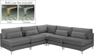 Julia Grey Velvet Modular Sectional (5 Boxes)