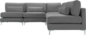 Julia Grey Velvet Modular Sectional (5 Boxes)