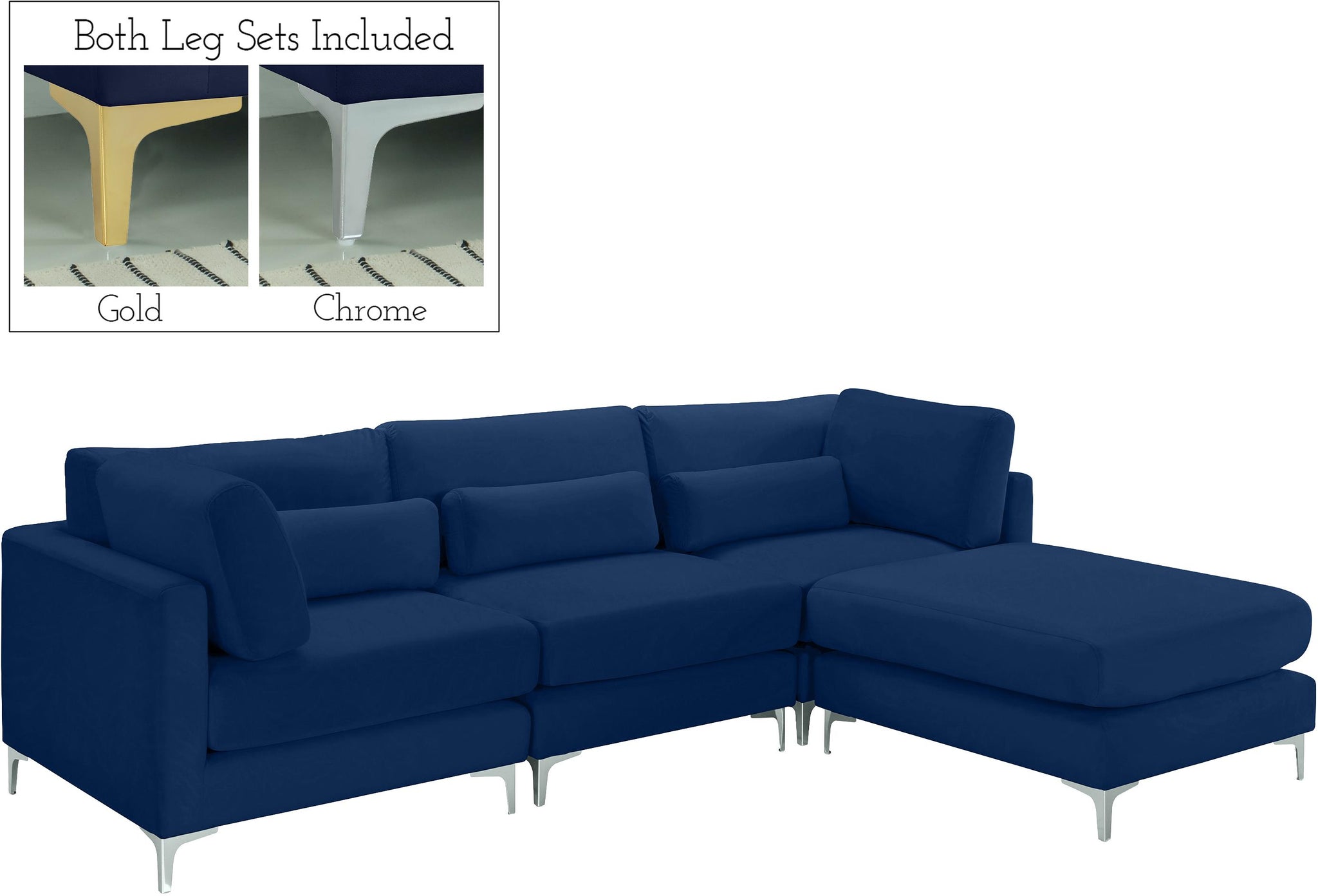 Julia Navy Velvet Modular Sectional (4 Boxes)