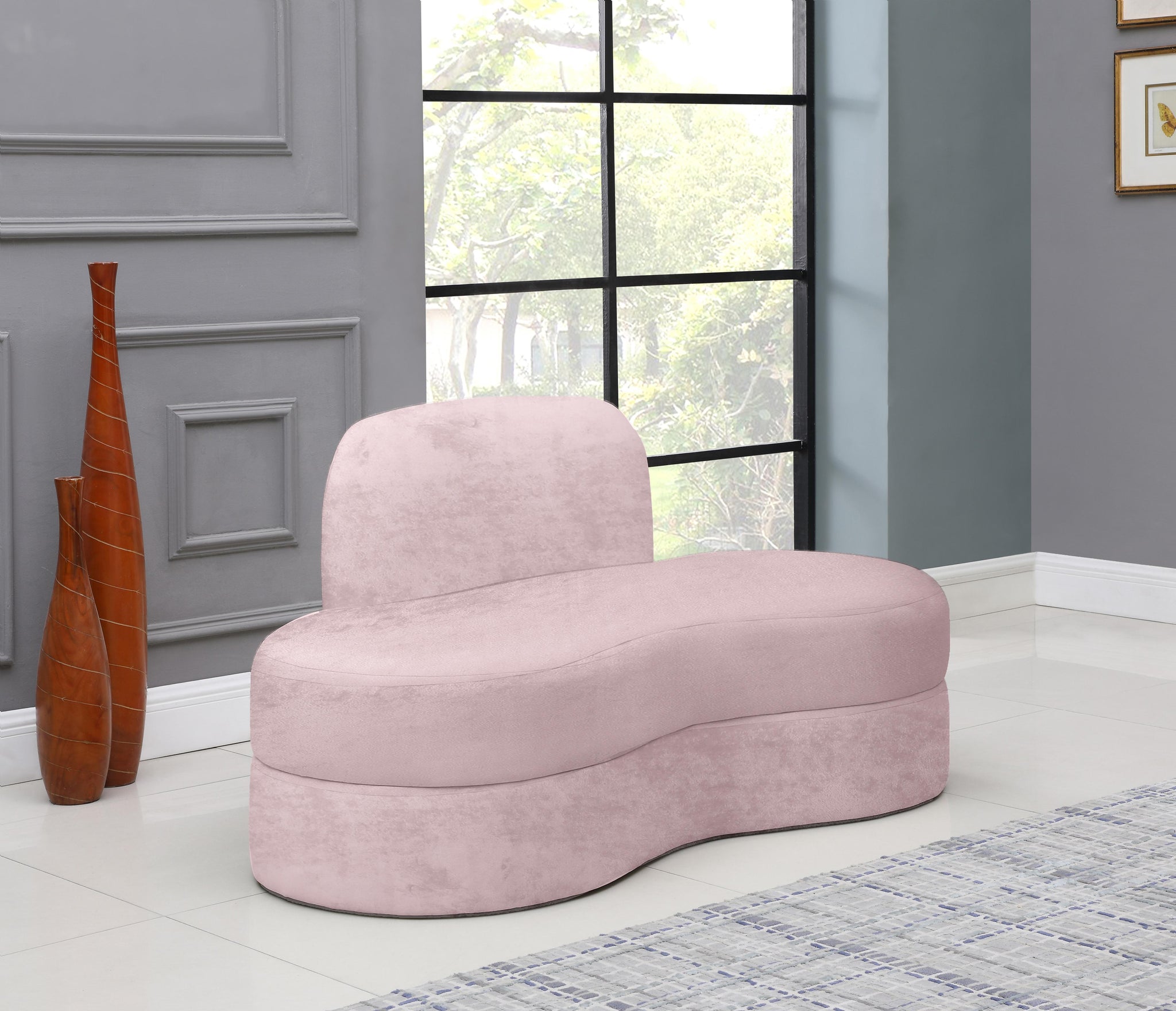 Mitzy Pink Velvet Loveseat - Furnish 4 Less 98 (NY)*