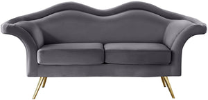 Lips Grey Velvet Loveseat - Furnish 4 Less 98 (NY)*