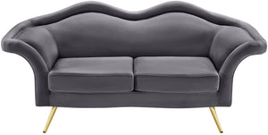 Lips Grey Velvet Loveseat - Furnish 4 Less 98 (NY)*