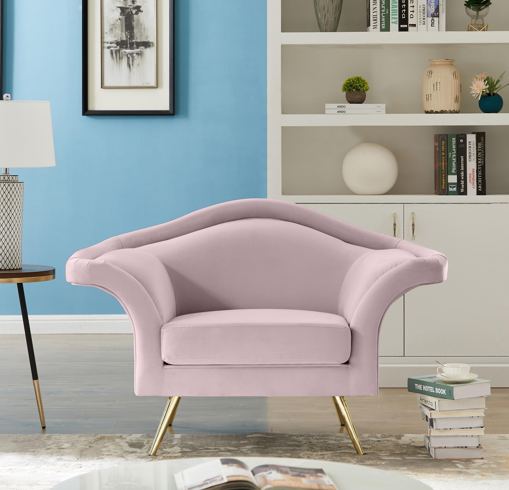 Lips Pink Velvet Chair - Furnish 4 Less 98 (NY)*