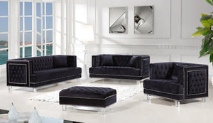 Lucas Black Velvet Ottoman - Furnish 4 Less 98 (NY)*