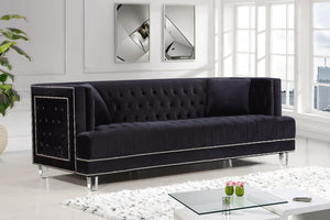 Lucas Black Velvet Sofa - Furnish 4 Less 98 (NY)*