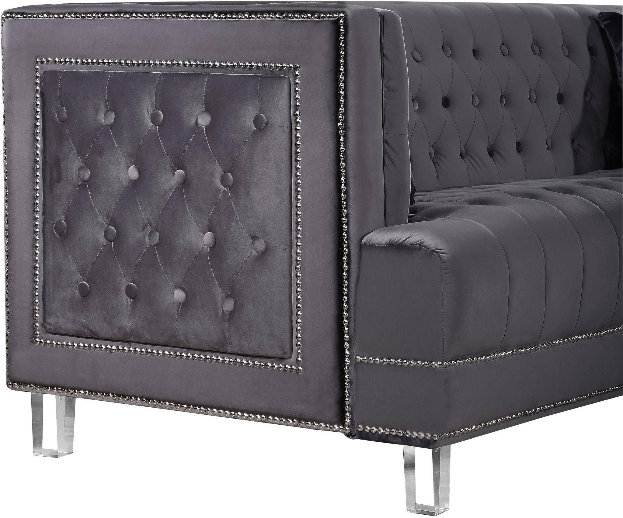 Lucas Grey Velvet Loveseat - Furnish 4 Less 98 (NY)*