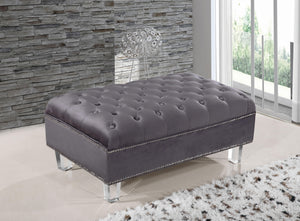 Lucas Grey Velvet Ottoman - Furnish 4 Less 98 (NY)*