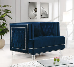 Lucas Navy Velvet Chair - Furnish 4 Less 98 (NY)*