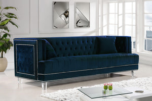 Lucas Navy Velvet Sofa - Furnish 4 Less 98 (NY)*