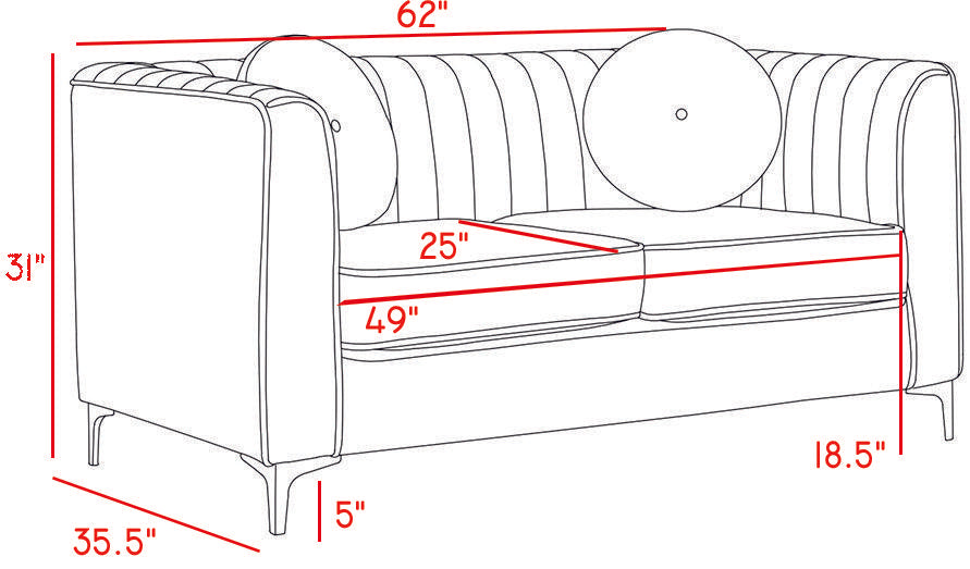 Isabelle Navy Velvet Loveseat - Furnish 4 Less 98 (NY)*